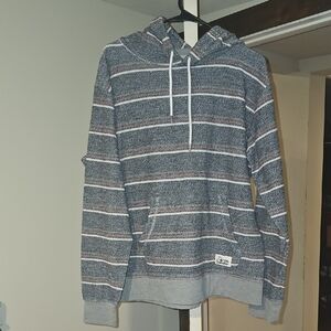 Quiksilver Navy and White Striped Hoodie